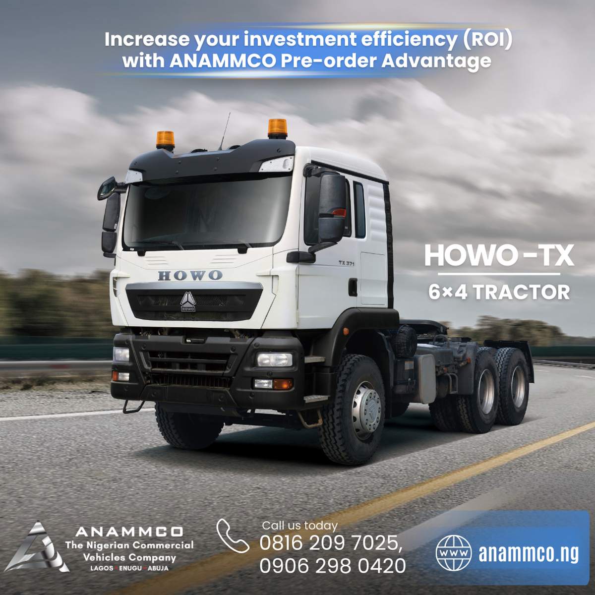 HOWO-TX 6x4 tractor cruising the highway, official ANAMMCO creative